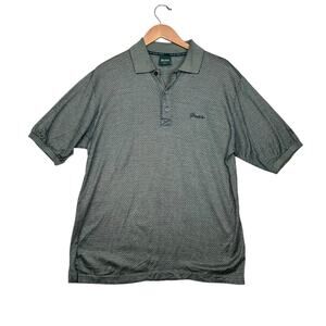 BOSS Hugo Boss Golf Polo Shirt Mens Large Green Cotton Micro Dot Embroidered